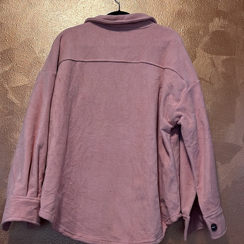 Pink Cord-Trim Flap-Pocket Button-Up Jacket - Picture 4 of 6
